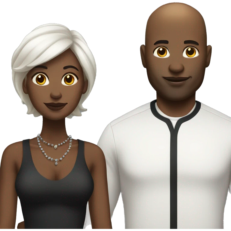 Bald black man next to his black wife full body emoji
