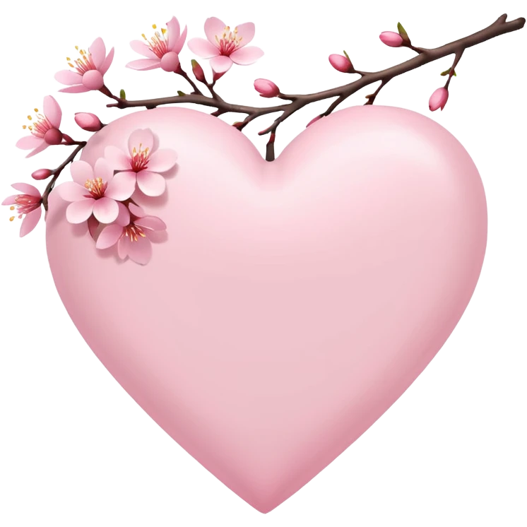white heart emoji with a sakura branch emoji