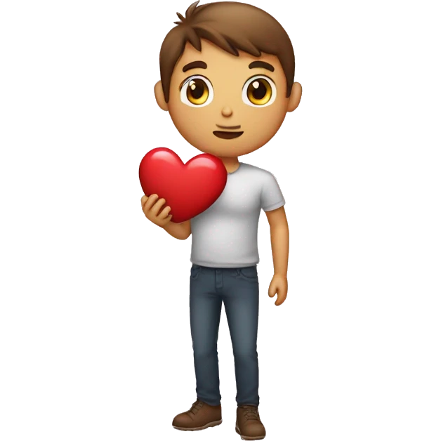 Men holding heart and say sorry to gf emoji