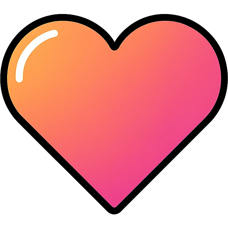 gradient heart icon, modern icon style, clean lines, glassy effect, no text emoji