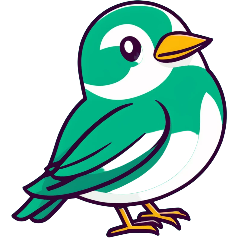 Sophisticated Maya fresco-inspired bird messenger, elegant clean lines, precise geometric shapes, artistic dark green on white emoji