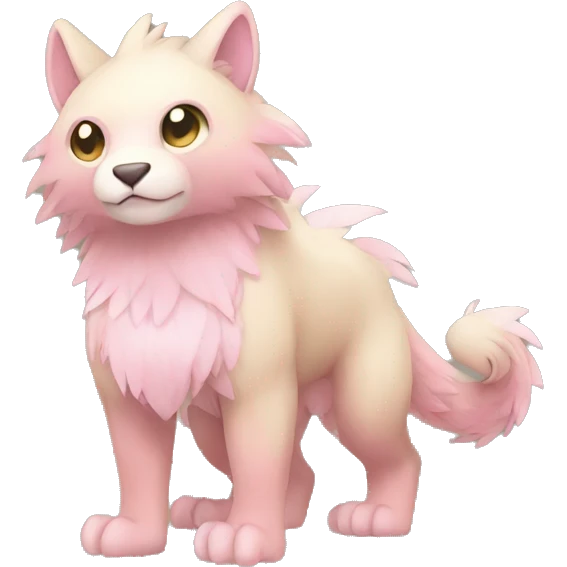 Cute cool beige pink animal hybrid Fakemon full body emoji
