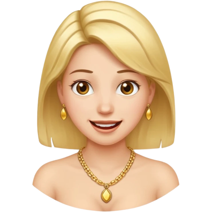Female with Gold Necklace, fair skin, different expressions emoji
