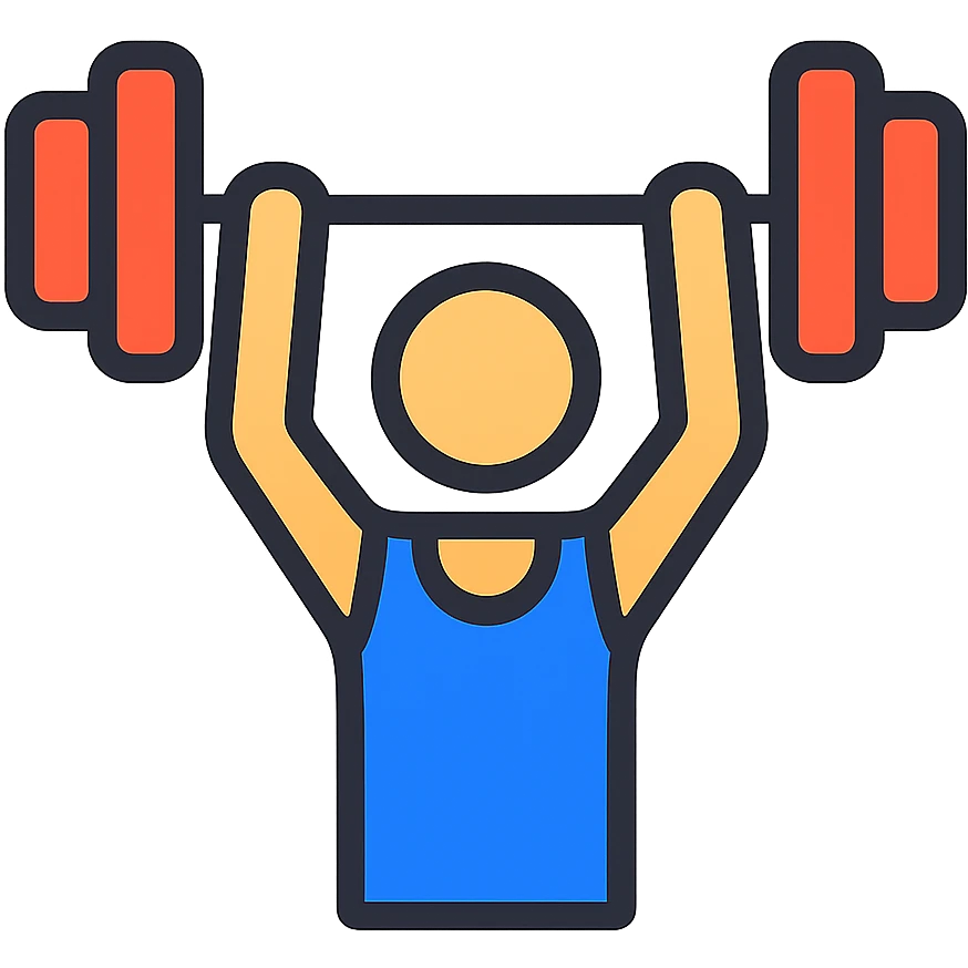 person lifting weights, active, gym, bold lines, icon style, colorful emoji