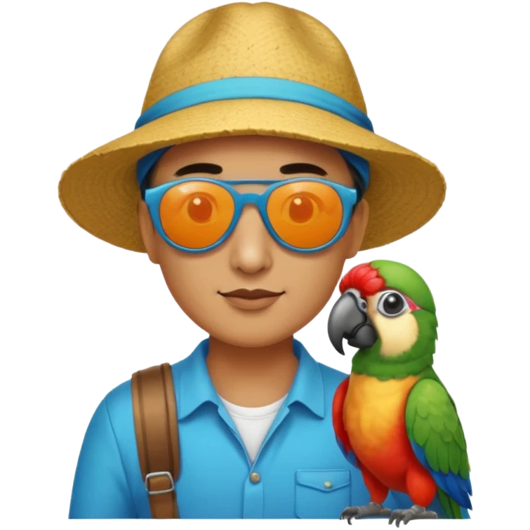 Walker + parrot on shoulder, Pet Walkers. emoji