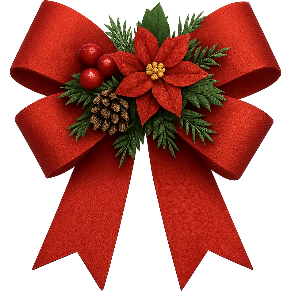 Christmas bow with decoration , remove background emoji