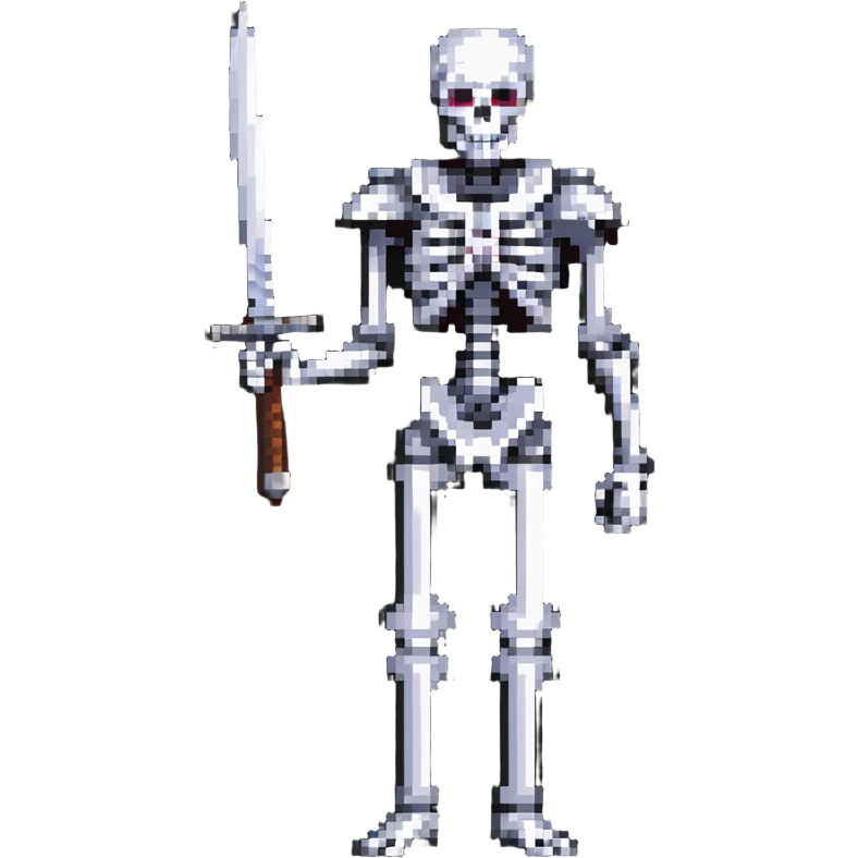 skeleton with a sword standing pose emoji