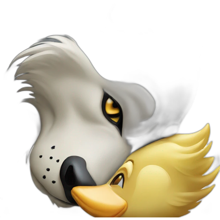 A Duck kiss a wolf emoji