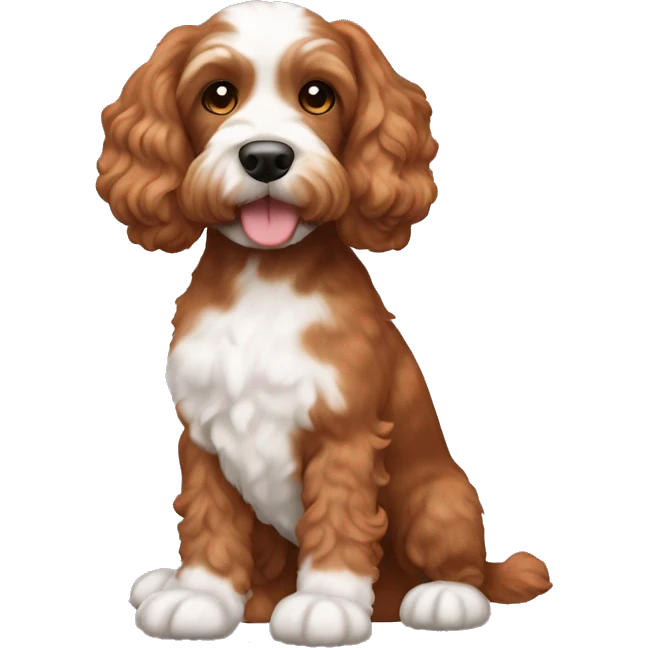 Brownish orange cockapoo dog with white feet emoji