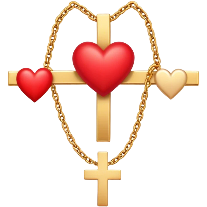 Two red  hearts around  a simple gold cross  emoji