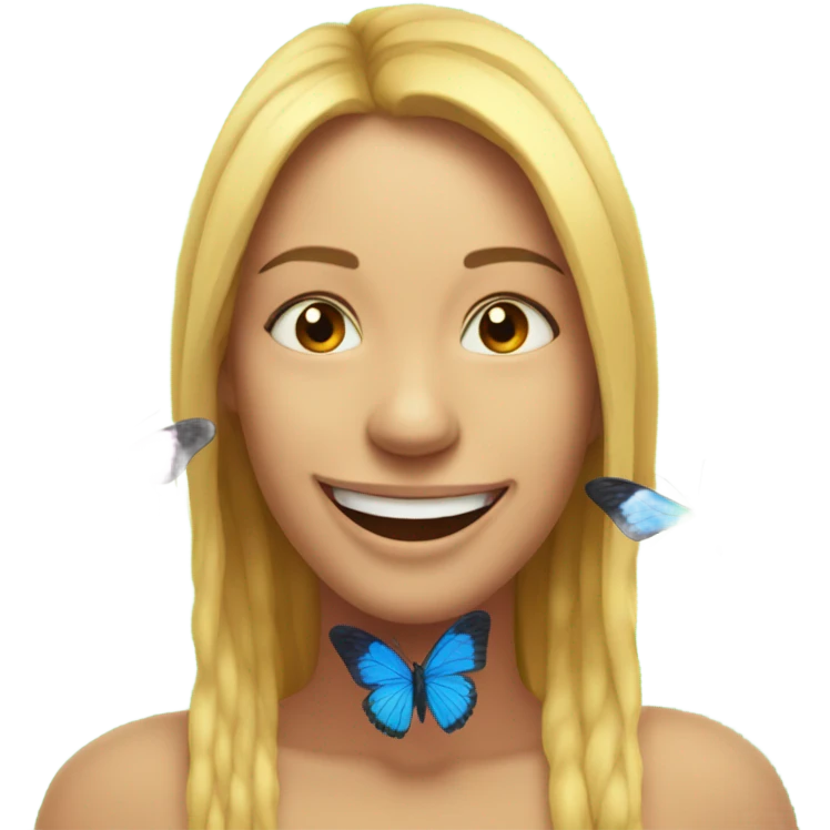 Butterflies on smiling emoji emoji