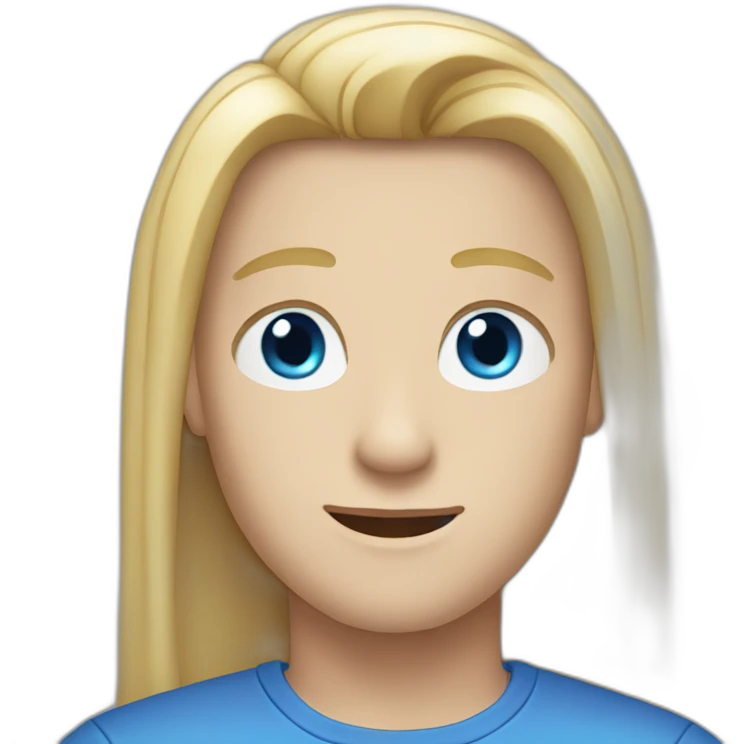 blue-eyed male teen-ager with long straight blond hair emoji
