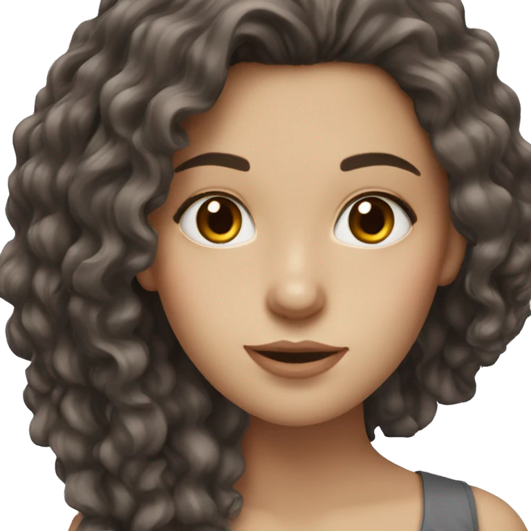 White girl with long dark brown hair and brown eyes emoji