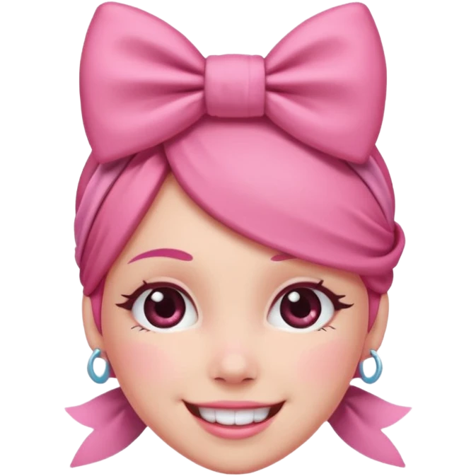Blushing emoji with bow on head emoji