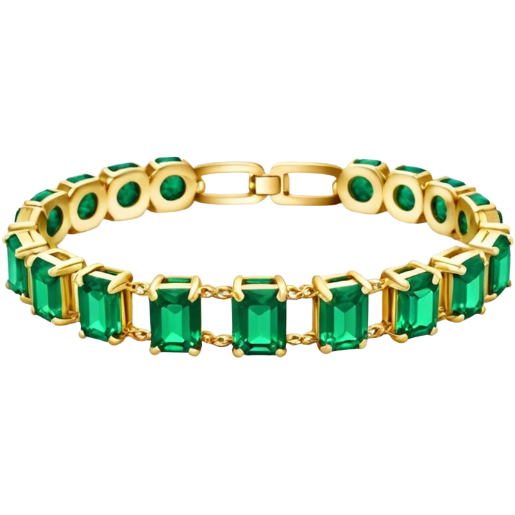 Van Cleef emerld green, luxury, glamorous, sparkling, ultra realistic, highly detailed, isolated, 3D rendering, 14k gold bracelet. 8k  emoji