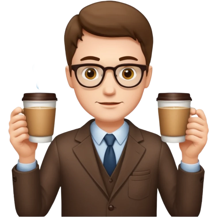 a white man with two glasses of coffee emoji