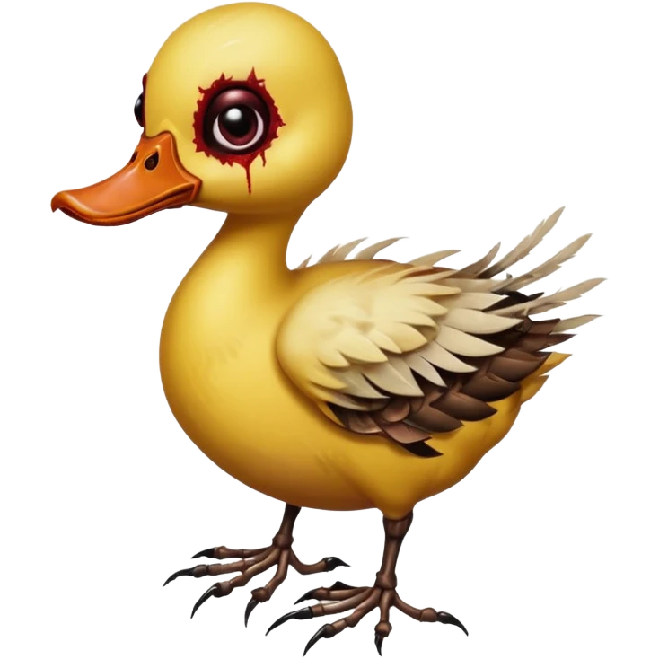 Zombie duckling with spider legs horror bloody eyes emoji