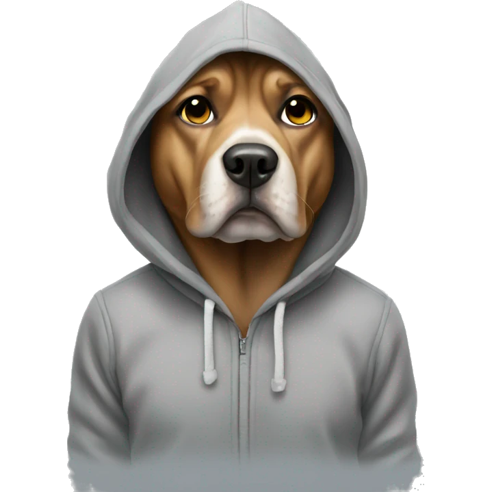 dog wearing a hoodie shile smoking emoji