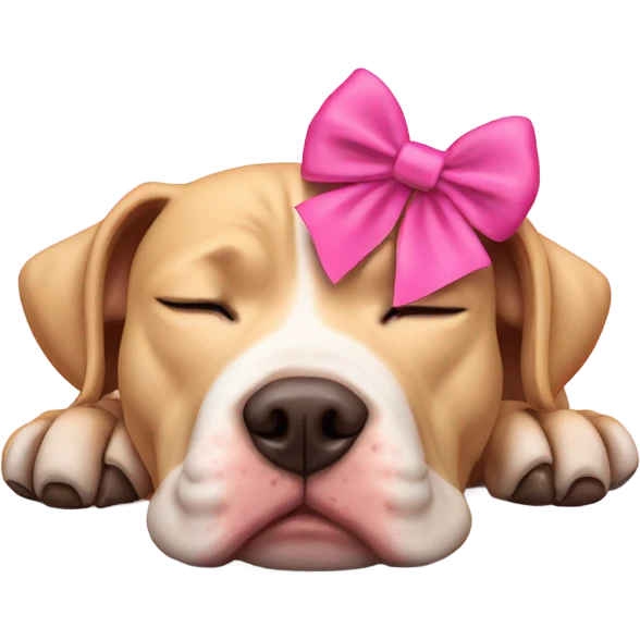Sleeping blonde pitbull pink bow emoji