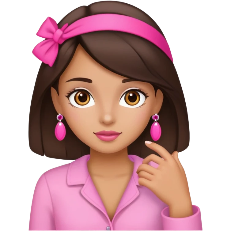 chica morena con cosas rosas emoji