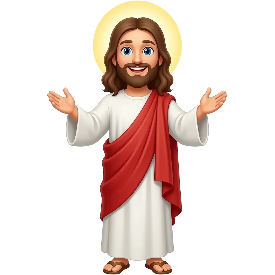 Jesus performing miracles with a smile on his face emoji