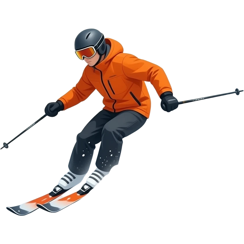 freeride skier driving in deep snow emoji
