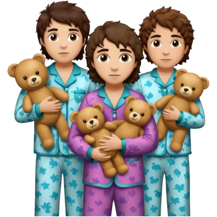 the band greta van fleet wearing pajamas and holding teddy bears emoji