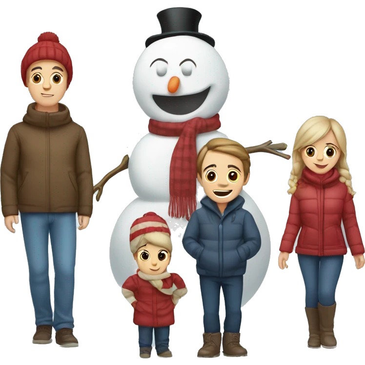 Snowman family mom, dad, son, baby emoji