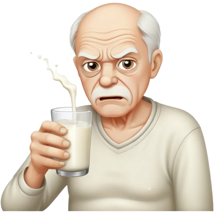 Old angry man drinking milk emoji