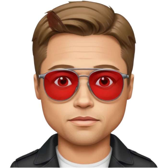 Brad Pitt, wearing dark glasses with red lenses emoji