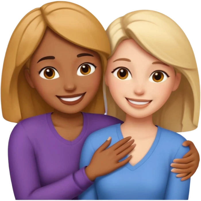 women embrace emoji