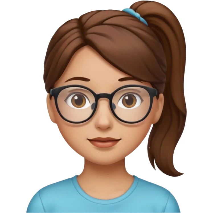 brown haired Ponytail Girl with Glasses emoji