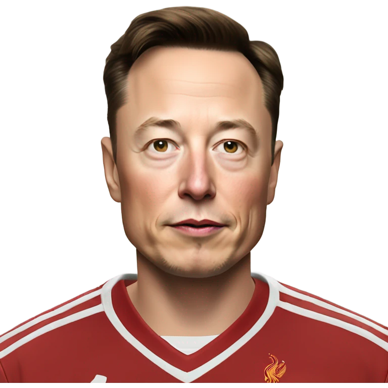 Elon Musk in a Liverpool shirt emoji