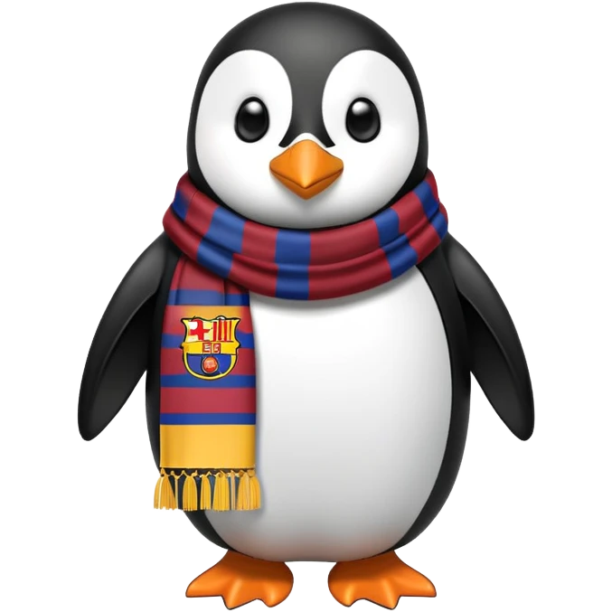 Penguin with fc Barcelona scarf  emoji