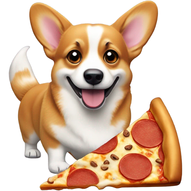 Corgi eating pizza emoji