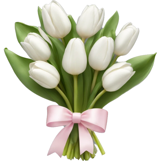 White tulips bouquet with light pink bow  emoji