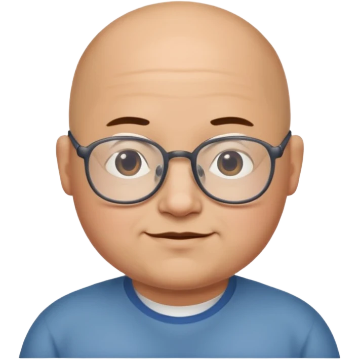 bald from the middle chubby face with glasses emoji
