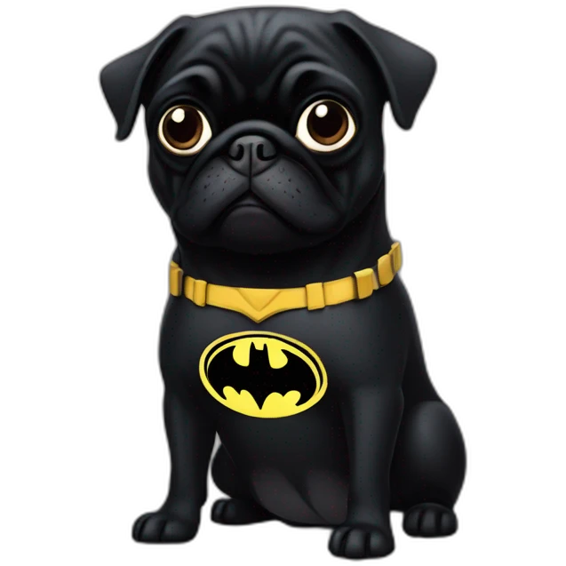 Black pug as batman emoji