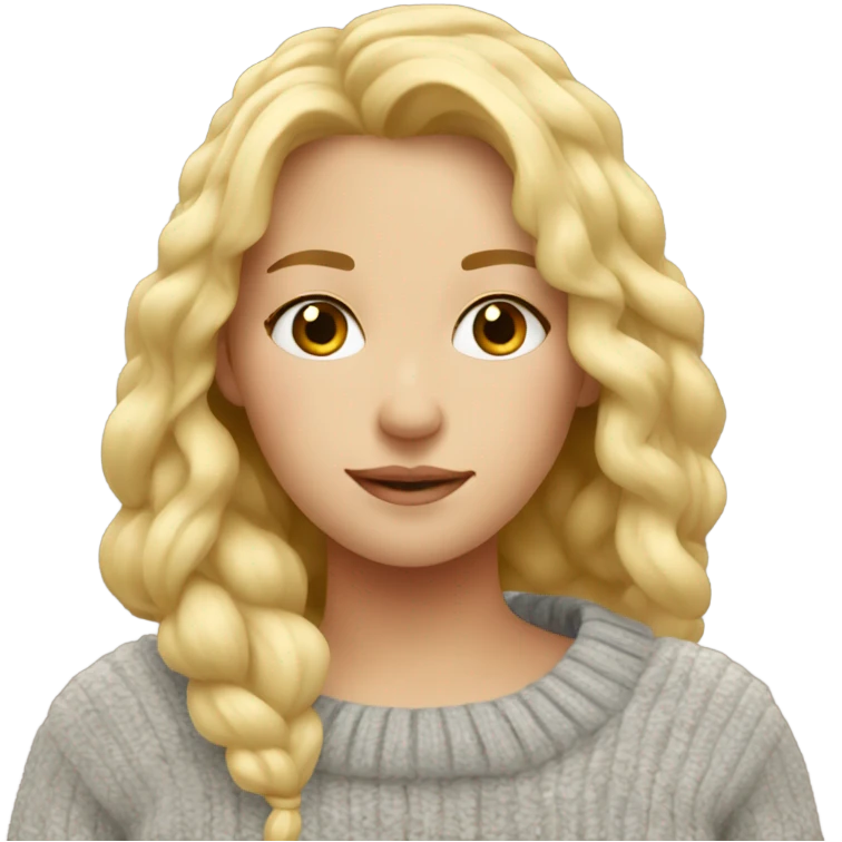 Cozy blond girl with sweater emoji