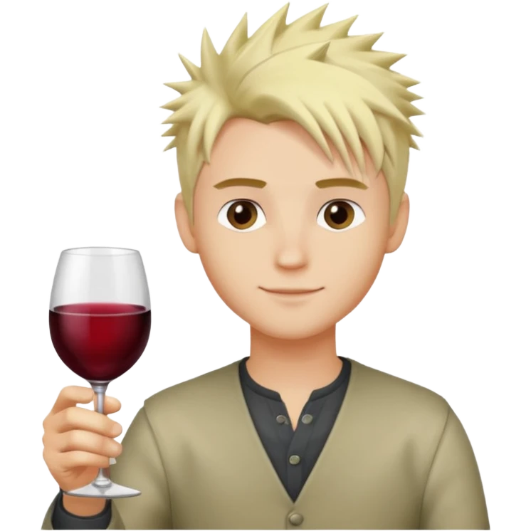Молодой человек с бокалом вина, светлые волосы ежиком emoji