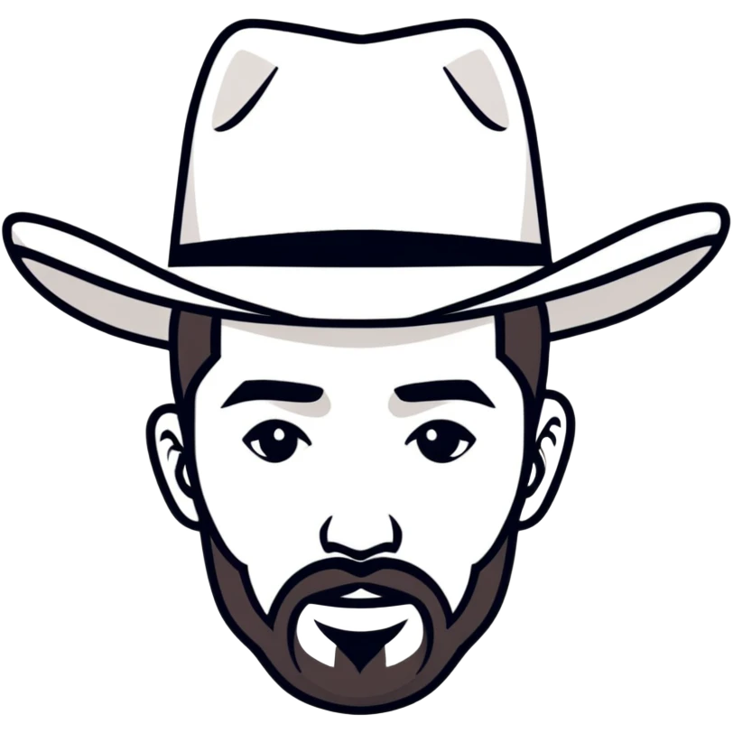 man with a goatee wearing a white cowboy hat emoji