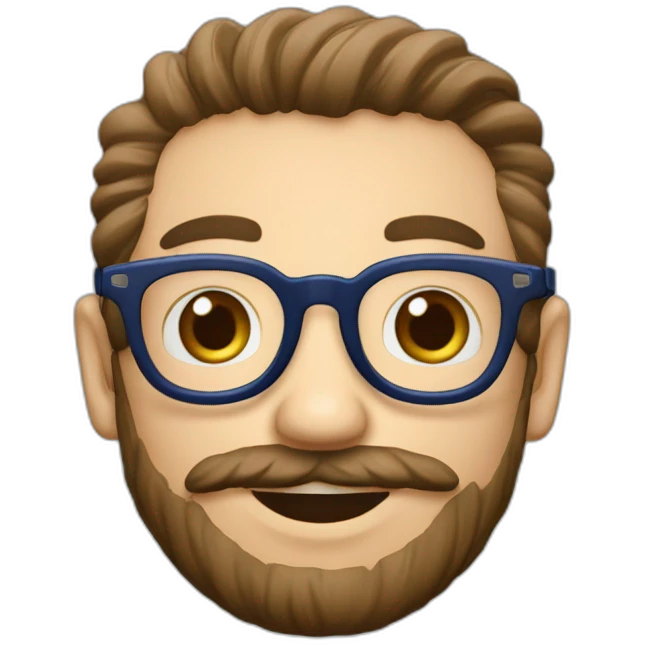Hombre-pelo blanco-barba-tomando café,lentes azul redondos ke emoji