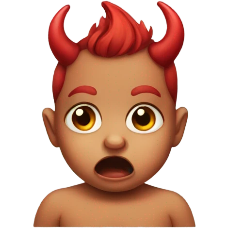 Crying, baby that has devil horns emoji