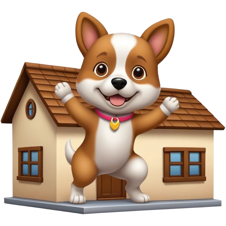 Dog dancing on a house emoji