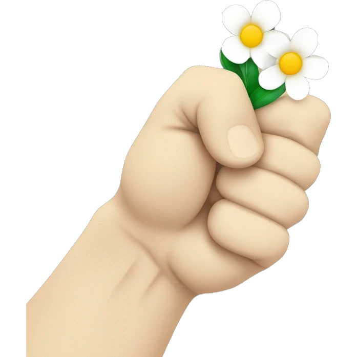 white raised fist with flower in fist emoji emoji
