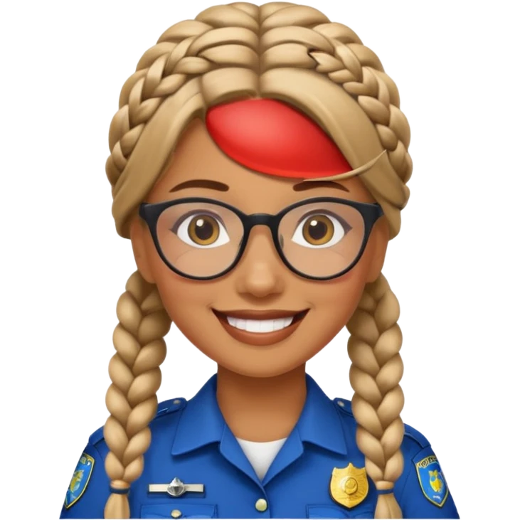 happy woman police with braided hair wearing glasses emoji
