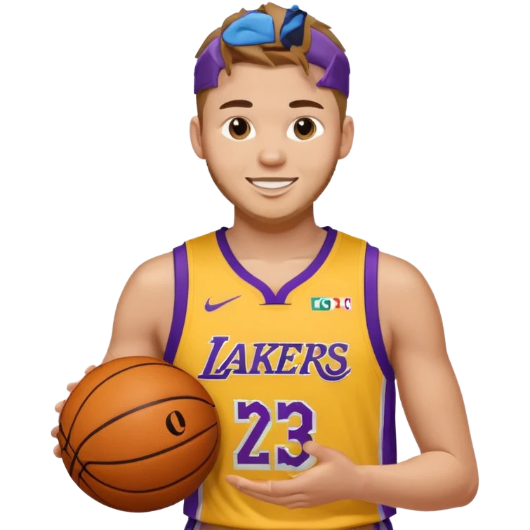 Luka doncic in Lakers uniform with basketball emoji