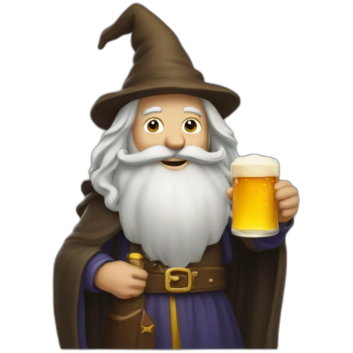 Wizard with a bottle of beer emoji