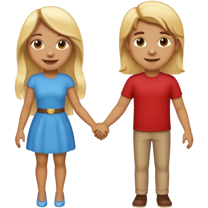 Light brown skin female emoji holding hands with a long blonde haired male emoji emoji