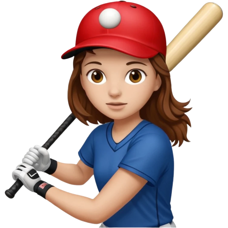 Girl with brown hair, playing softball emoji